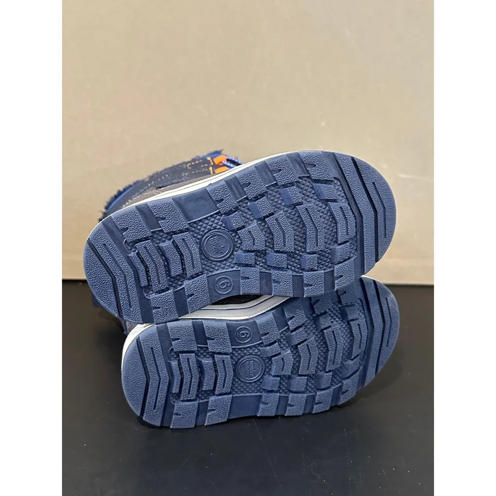 Wonder Nation Boys Waterproof Snow Boots‎ Navy Blue Grey Orange Size 6
